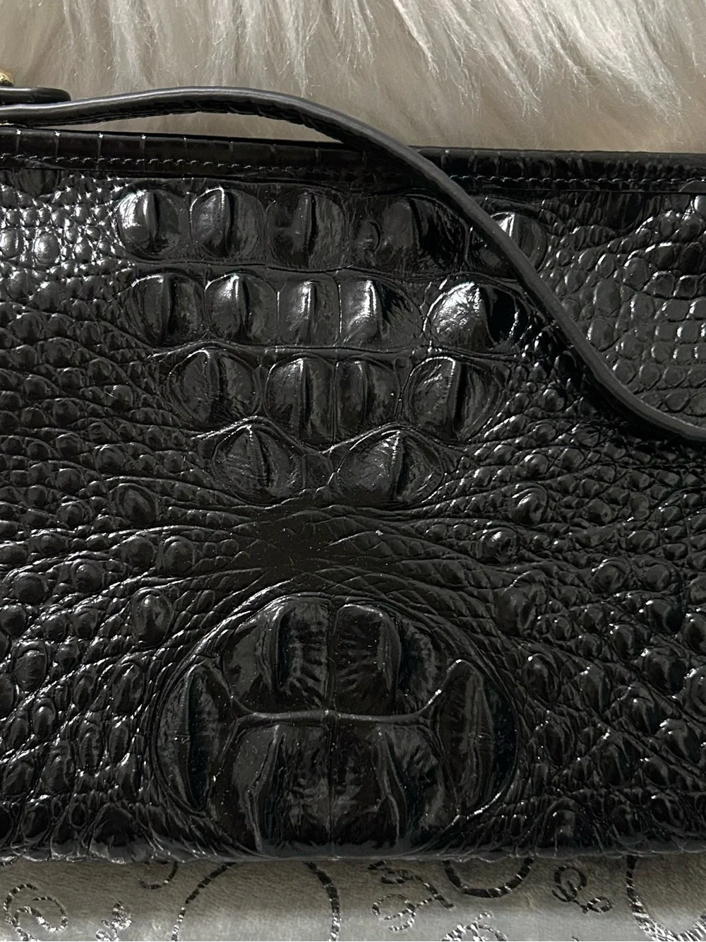 NWT BRAHMIN Small Melbourne Lorelei, Small Croc Shoulder Bag with Gold Hardware
